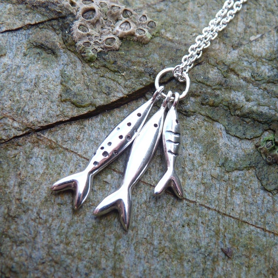 Silver Shoal of Fish Pendant