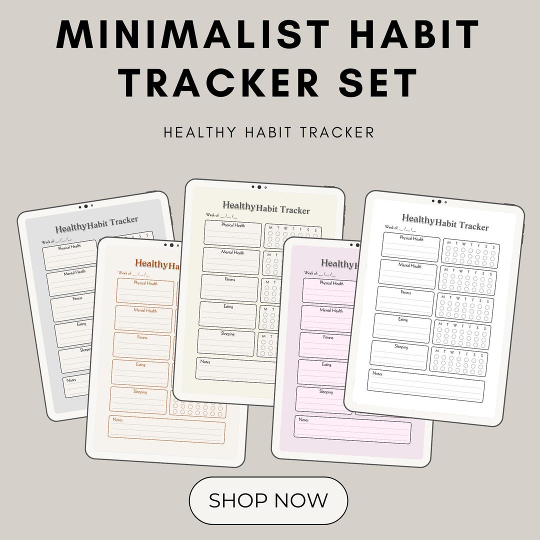 Minimalist Habit Tracker Set in Beige Tones – Printable PDF Planner ...