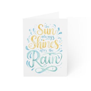 Zonnige inspirerende wenskaarten: de zon schijnt altijd na de regen, positieve berichten, pakket van 10