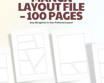 100 plantillas de diseño de manga: paquete de páginas de cómic profesionales A4 / Descarga digital / Páginas de manga en blanco para artistas