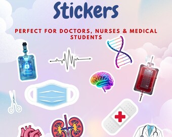 132 Digital Medical Stickers | PNG & Printable Sheets for GoodNotes and Notion