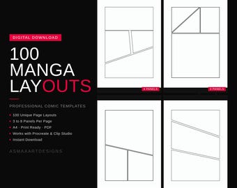 100 Manga-Layout-Vorlagen | Professionelle Comic Seiten-Panels (PDF Download)