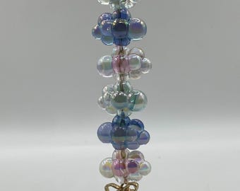 Handmade Cloud Keychain, Beaded, Bow Charm