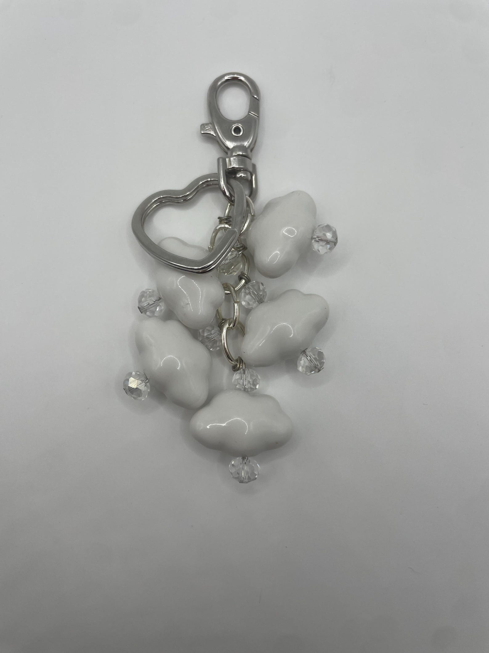 Cloud Keychain,cute Keychain,white Keychain,dangle Keychain,heart ...