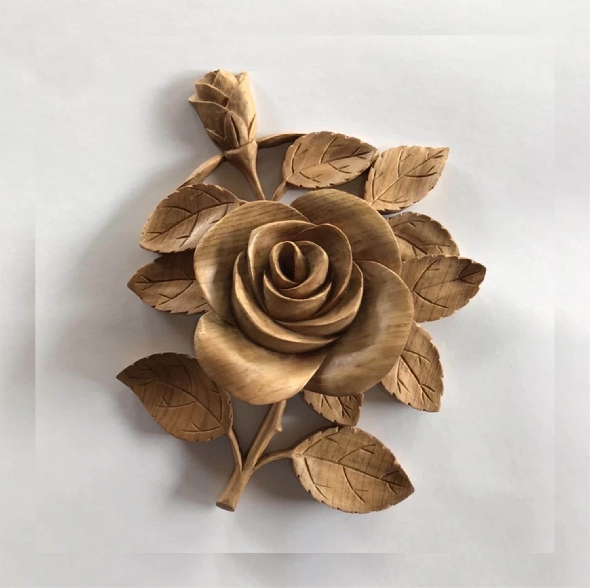 Rose wood carving - Etsy 日本