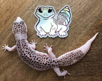 Sticker gecko léopard holographique mignon