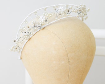 1940s Pearl and Rhinestone Flower Crown |  Bridal Tiara | Wedding Hair Accessory