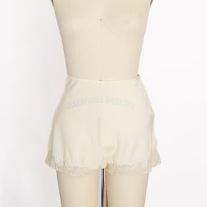 Vintage 1950s Satin Rayon Tap Shorts with Lace | S | 50s Silky Lingerie Shorts