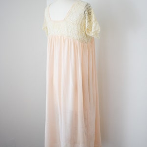 Antique 1920s Silk and Lace Nightgown XS S Vintage 20s Ballet Pink and Lace Dress with Empire Waist image 10