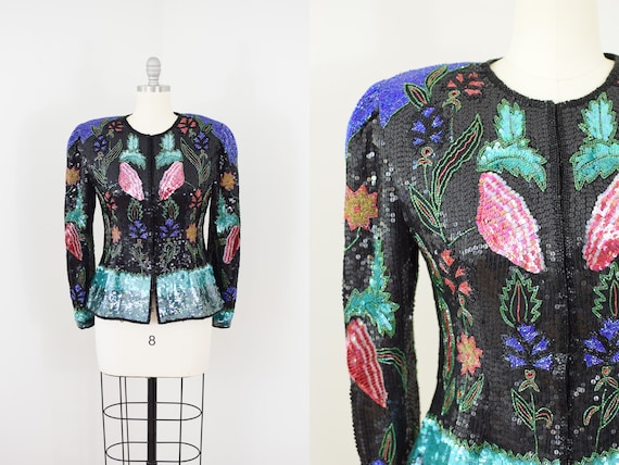 Vintage 1990s Heavily Beaded Silk "Eden" Jacket |… - image 1