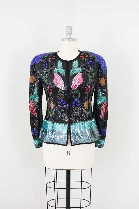 Vintage 1990s Heavily Beaded Silk "Eden" Jacket |… - image 2