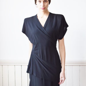 Rare 1940s Gilbert Adrian Black Rayon Crepe Gown S/M Vintage 40s Adrian ...