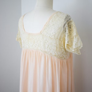 Antique 1920s Silk and Lace Nightgown XS S Vintage 20s Ballet Pink and Lace Dress with Empire Waist image 4