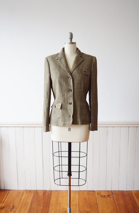 Ralph Lauren Essential Glen Plaid Linen Blazer | 1