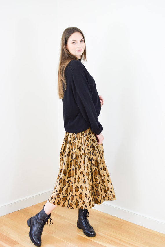 Vintage 1990s Norma Kamali Leopard Print Skirt | … - image 3