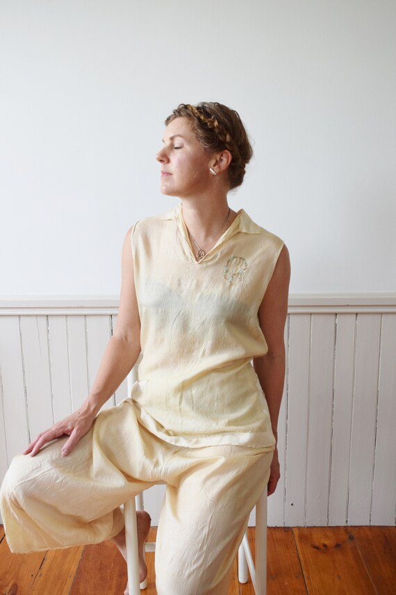 1920s/ 1930s Silk Pongee Pajama Lounge Set | Vinta