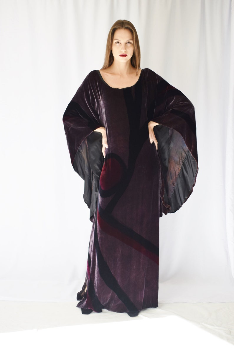 Vintage Velvet Caftan Gown OS image 2