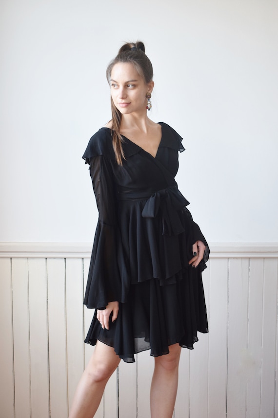 Vintage Norma Kamali Ruffle Dress | XS/S | 1980s/… - image 2