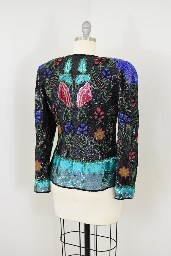 Vintage 1990s Heavily Beaded Silk "Eden" Jacket |… - image 4