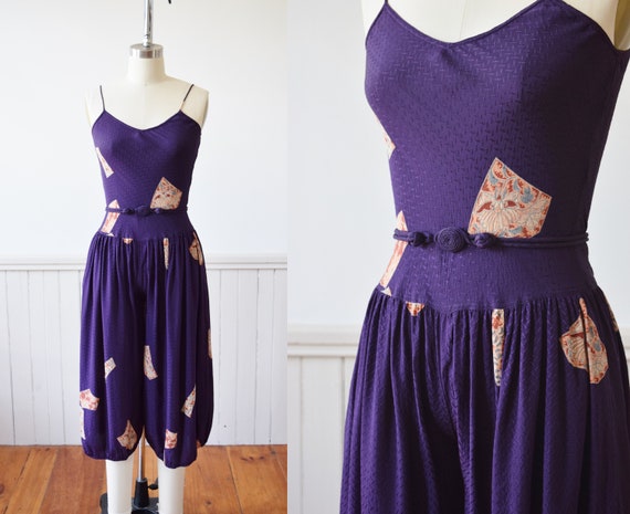 1980s Ballet Russe Purple Silk Jumpsuit | Vintage