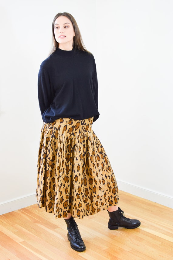 Vintage 1990s Norma Kamali Leopard Print Skirt | … - image 2