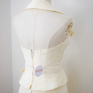 Vintage 1990s Kris Kole Halter Mini Dress Set XXS 1980s/90s White/Cream Halter Top with Bow and Mini Skirt image 6