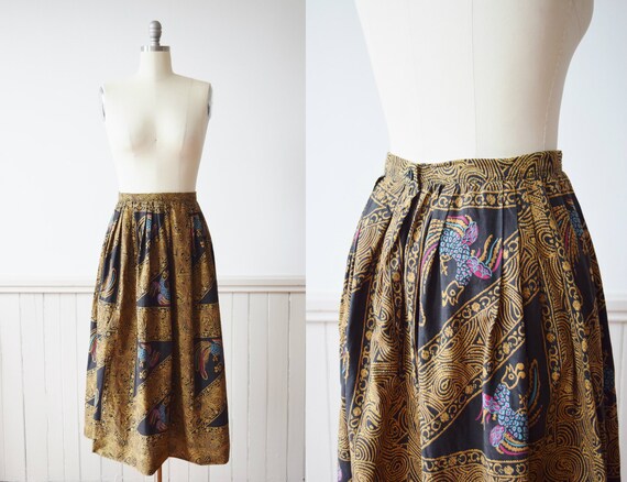 1950s/60s Balinesian Rooster Print Skirt | Vintage