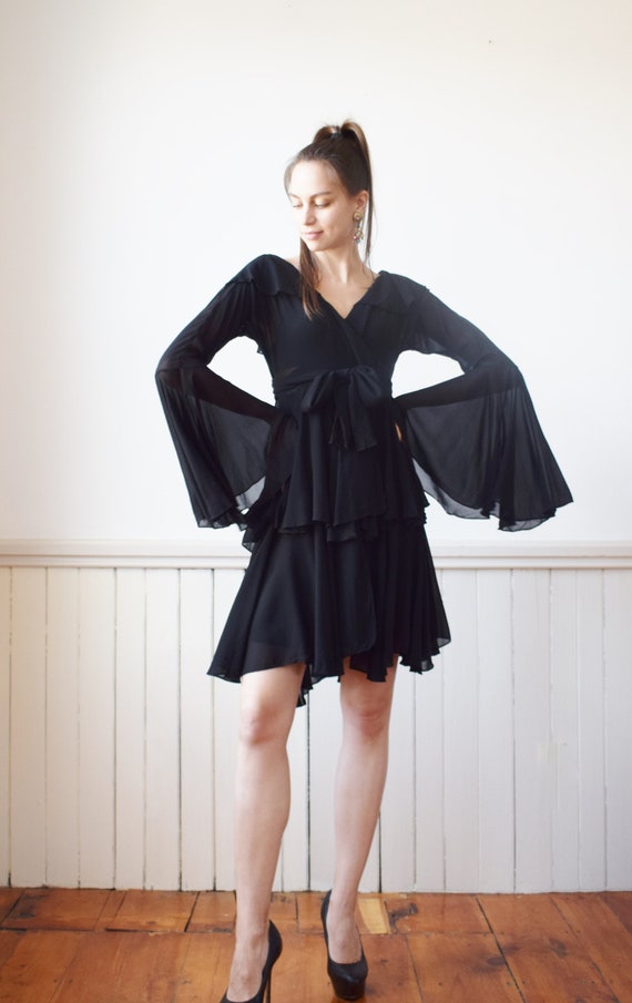 Vintage Norma Kamali Ruffle Dress | XS/S | 1980s/1