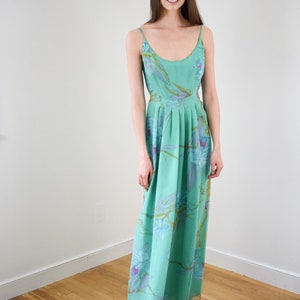 1970s Orchid Print Chiffon Gown XS/S image 4