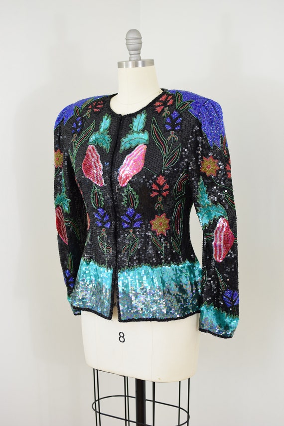 Vintage 1990s Heavily Beaded Silk "Eden" Jacket |… - image 3