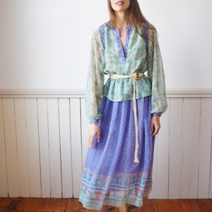 1970s Chiffon Peasant Dress Set S image 4