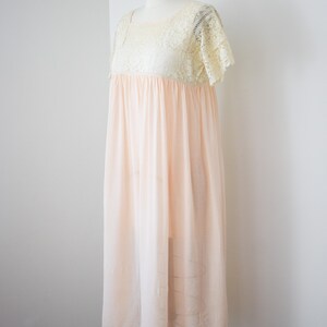 Antique 1920s Silk and Lace Nightgown XS S Vintage 20s Ballet Pink and Lace Dress with Empire Waist image 9