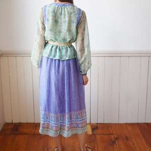 1970s Chiffon Peasant Dress Set S image 5