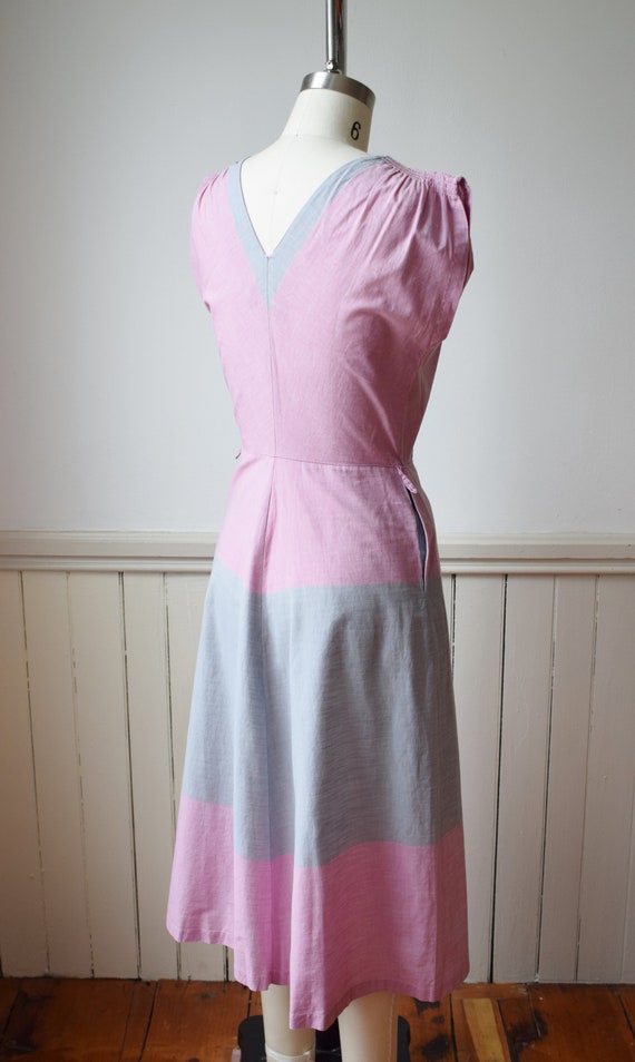 Late 1940s Colorblock Cotton Frock | S - image 6