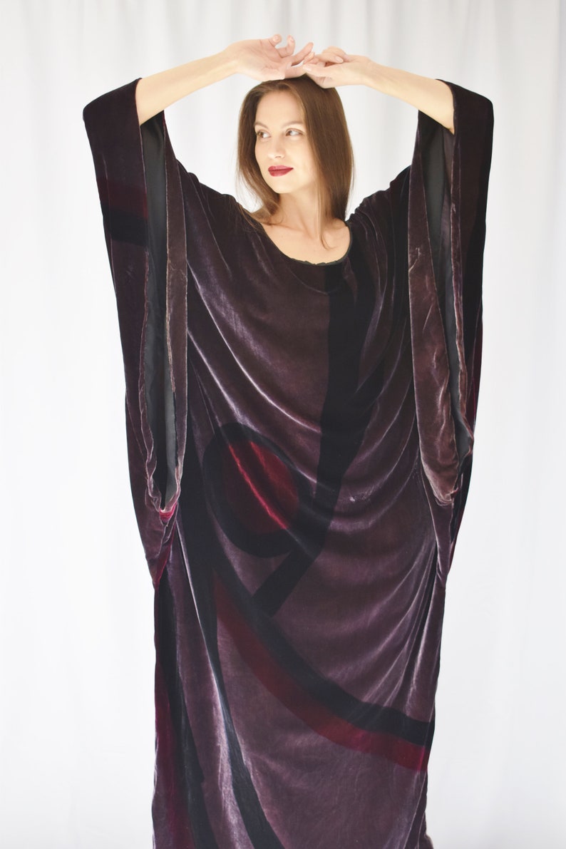 Vintage Velvet Caftan Gown OS image 3