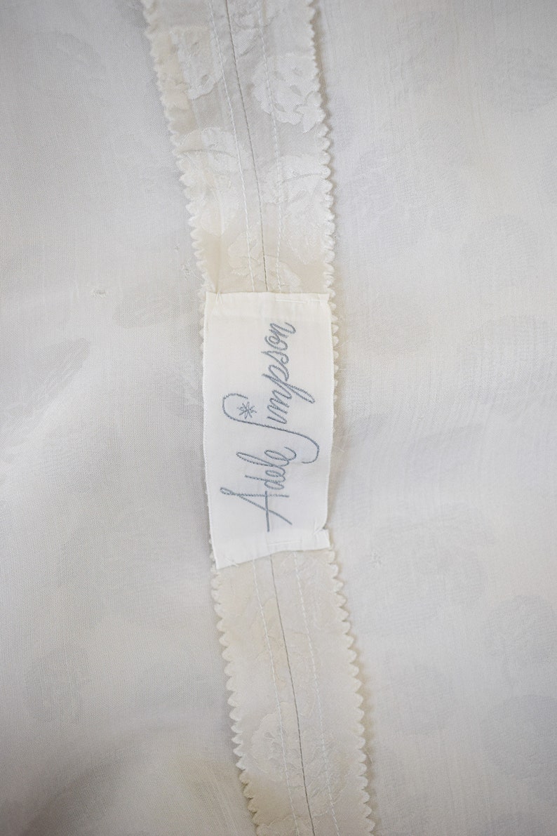 Vintage 1950s/1960s Silk Dress by Adele Simpson S/M 50s/60s White Silk Satin Jacquard Wiggle Sheath Dress Wedding Dress Bridal Gown image 9