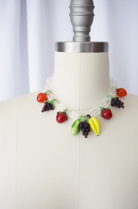 vintage glass fruit necklace Gem