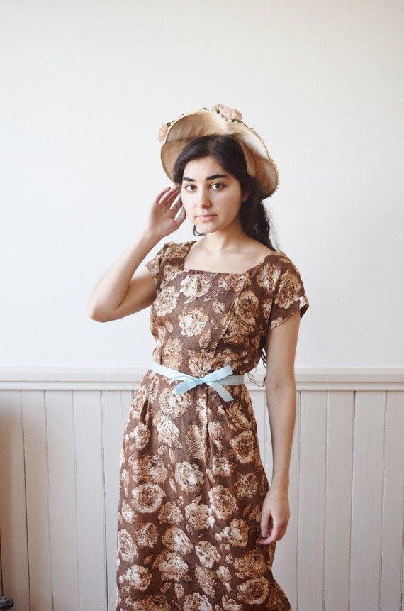 1960s Marbled Rose Print Sheath Dress | Vintage 60