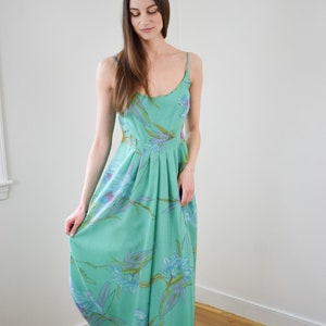 1970s Orchid Print Chiffon Gown XS/S image 1