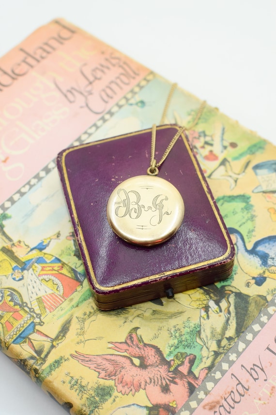 Vintage "Rope" Font Goldfill Locket | Initials EC and BJ