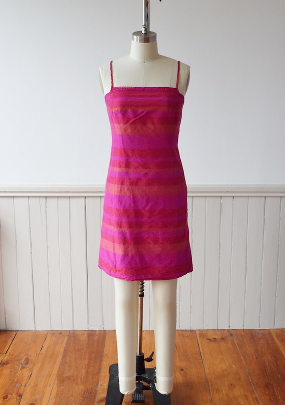 1990s Madras Silk Sheath Mini Dress | S
