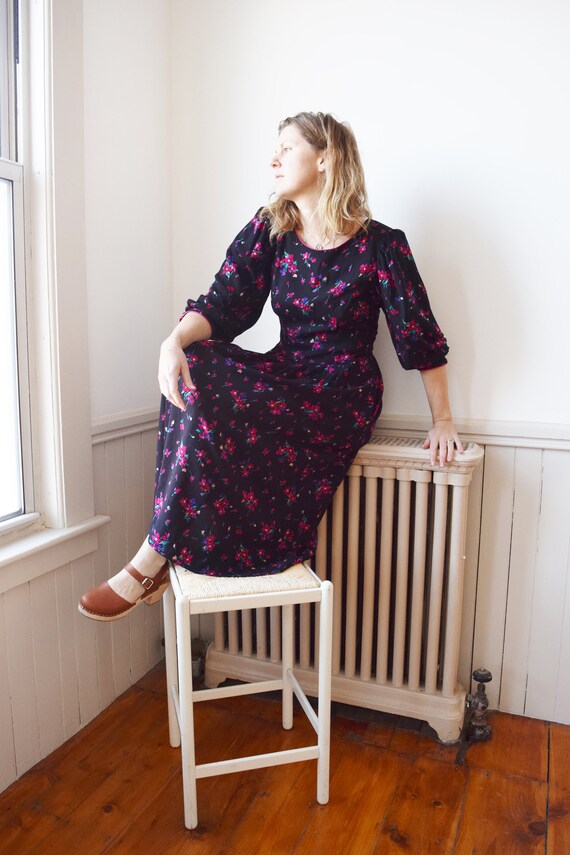 Vintage 1980s Lanz Dark Floral Prairie Revival Dre