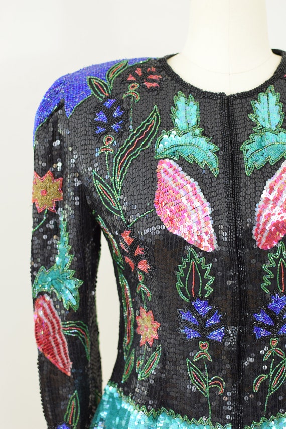 Vintage 1990s Heavily Beaded Silk "Eden" Jacket |… - image 5