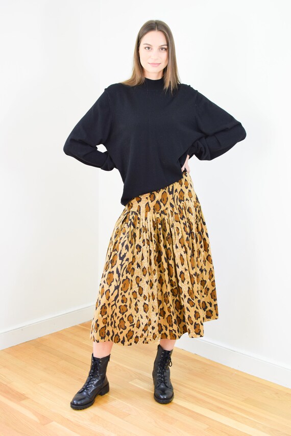 Vintage 1990s Norma Kamali Leopard Print Skirt | … - image 5