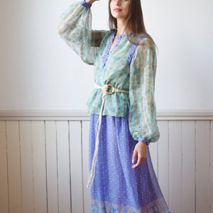 1970s Chiffon Peasant Dress Set S image 3