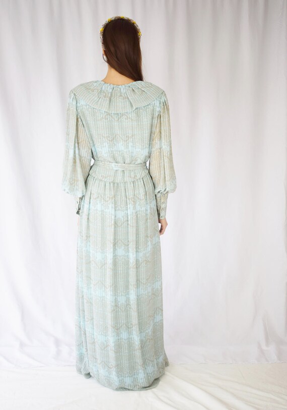 Vintage Hanae Mori Chiffon Gown | M/L | 1980s Blu… - image 6