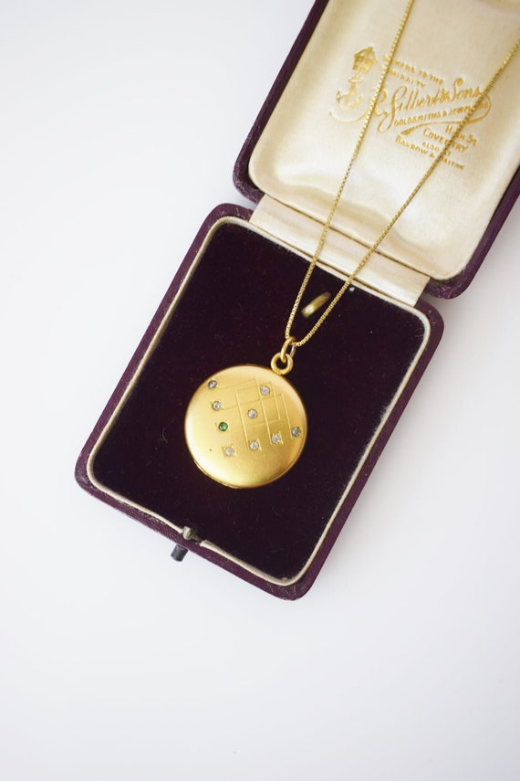 Antique Art Deco Gold-Fill Locket | Circle with Rh