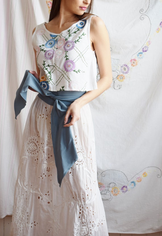 Antique Edwardian Skirt with Sash | XS - image 3