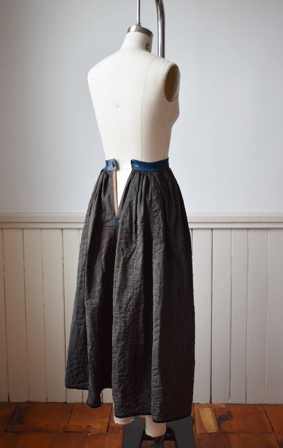 Antique Victorian Quilted Woolen Winter Petticoat XXS 1800s Wool  