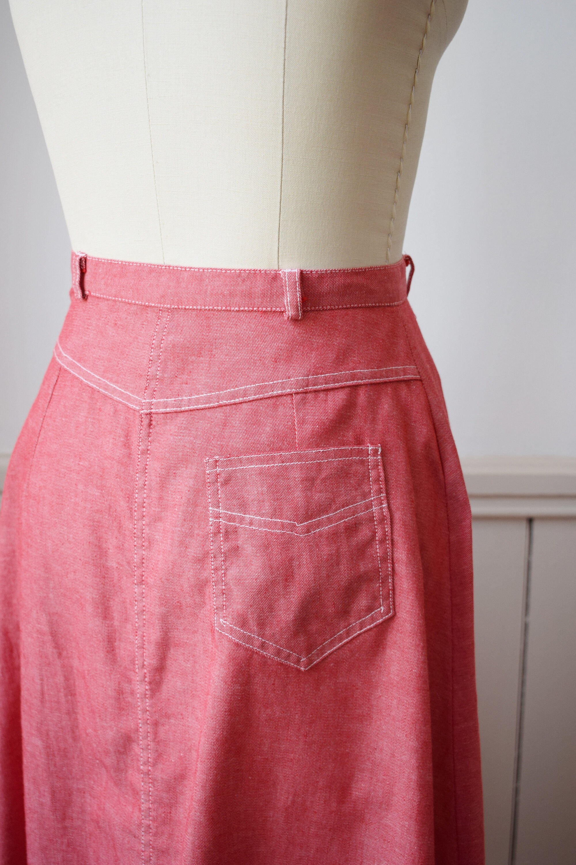 1960s Red Denim Skirt Vintage 60s/70s Westernwear Inspired Etsy